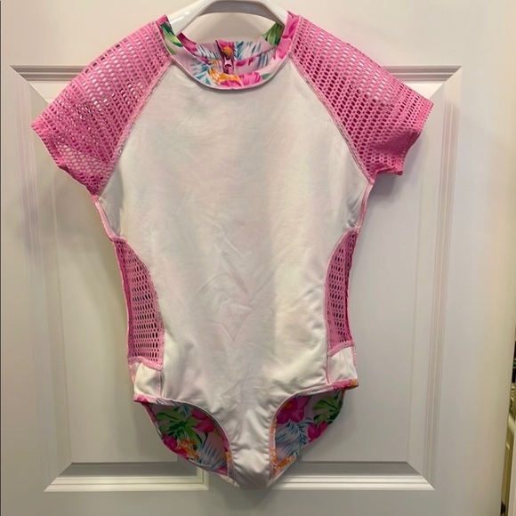 Art Class Pink and Green One Piece Swimwear EC XL 14 - Picture 13 of 15